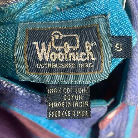 Vintage woolrich blue purple red western striped shirt sleeve shirt unisex small - Picture 6 of 6